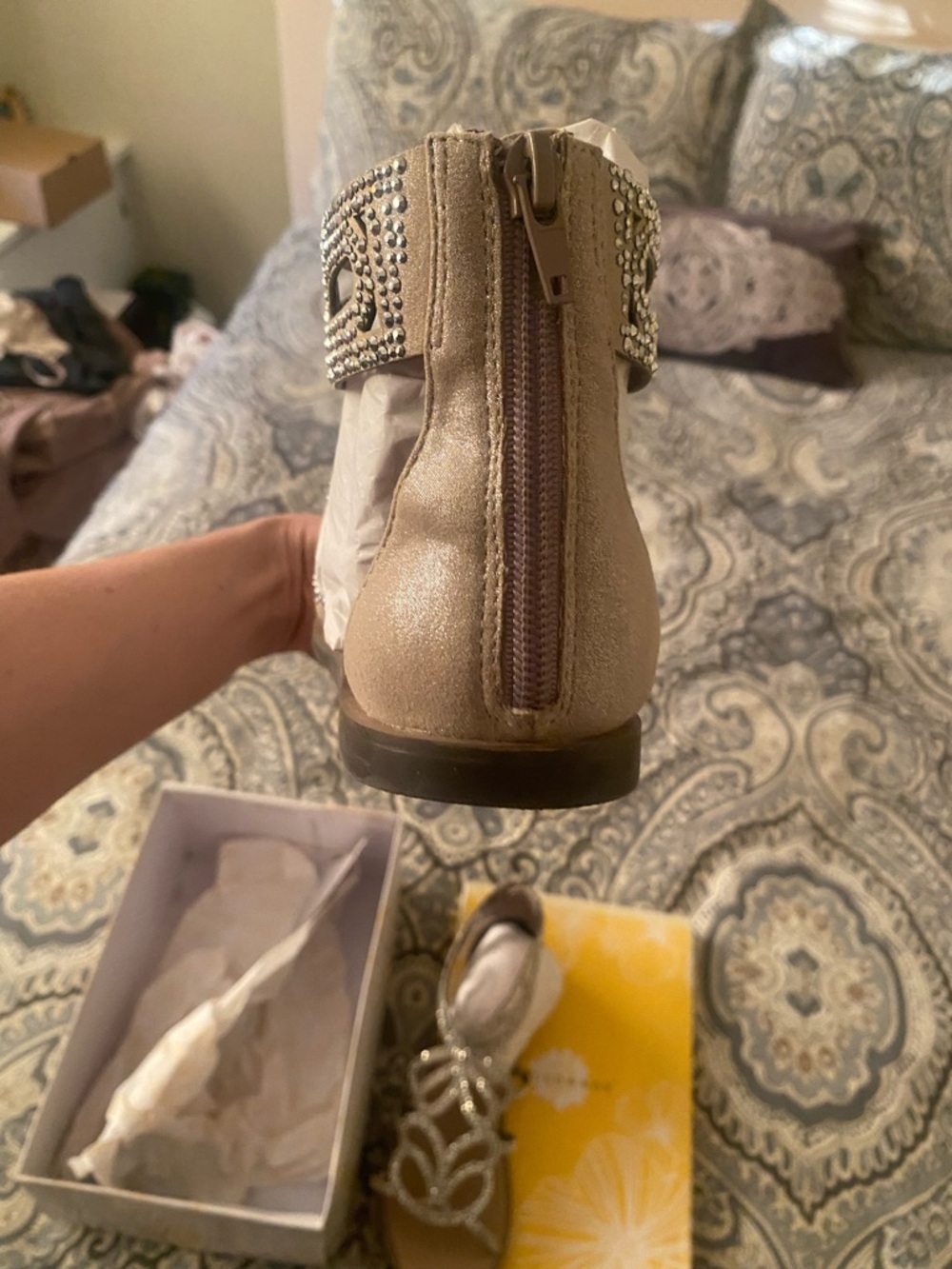 Embellished Silver Women's Gladiator Sandals - Picture 11 of 13